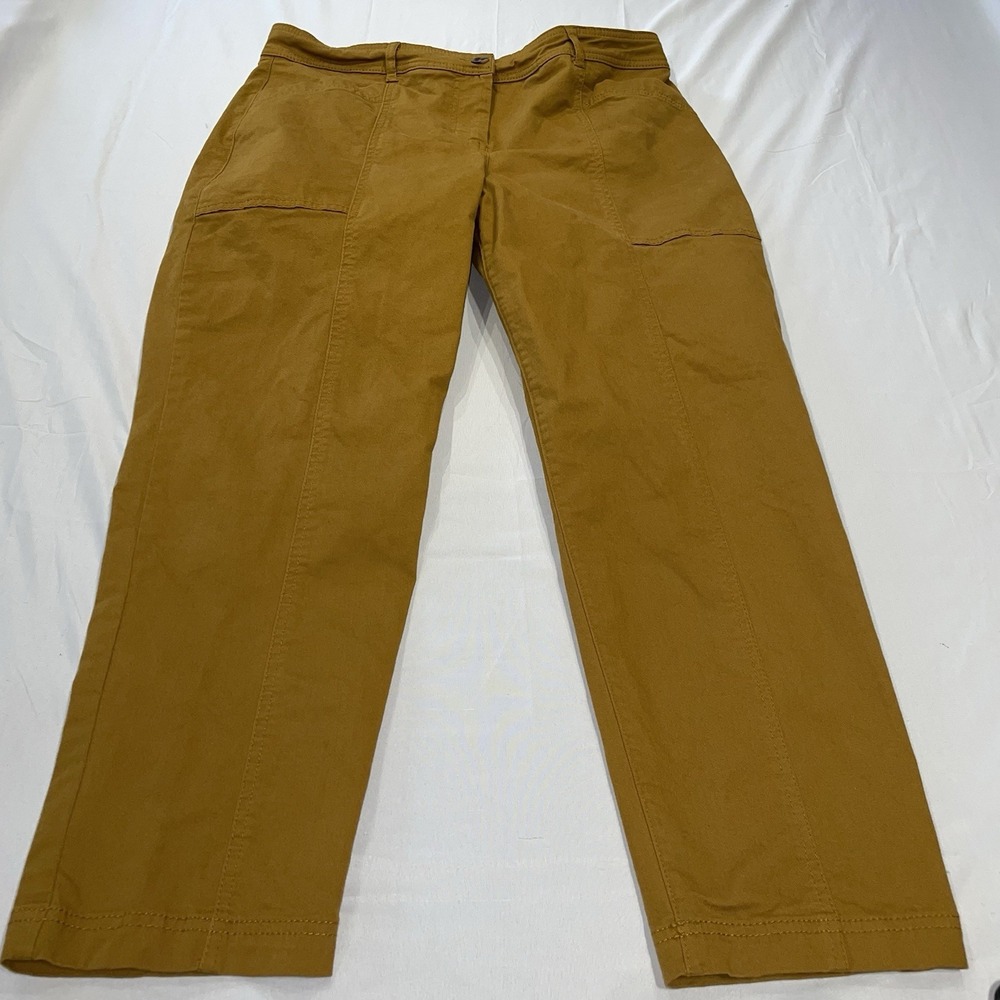 Boden Mustard Yellow Ochre Utility Crop Pants US 10P Straight Leg Stretch